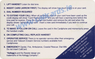 Kellogg's Corn Flakes Callcard (back) Kellogg's Corn Flakes Callcard (back)