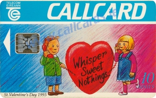 St. Valentines Day 1993 Callcard (front) St. Valentines Day 1993 Callcard (front)