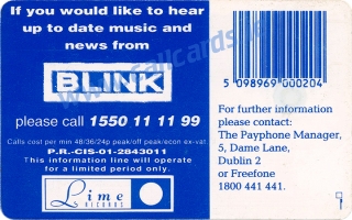 Blink Music Callcard (back) Blink Music Callcard (back)