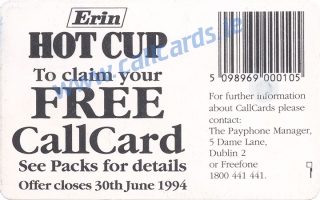 Erin Hot Cup Callcard (back) Erin Hot Cup Callcard (back)