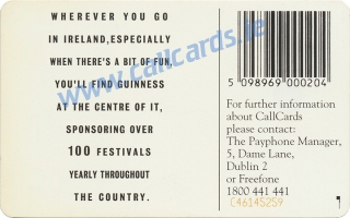 Guinness Sponsored Summer Events Callcard (back) Guinness Sponsored Summer Events Callcard (back)