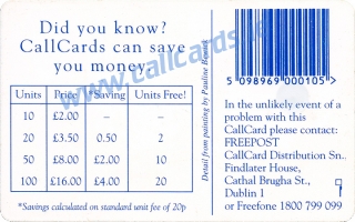 Niamh from Tir Na Nog Callcard (back)