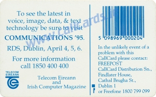 Communications 1995 Callcard (back) Communications 1995 Callcard (back)