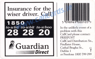 Guardian Direct Callcard (back) Guardian Direct Callcard (back)