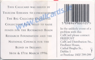 Callcard Challenge 1996 Special Issue Callcard (back) Callcard Challenge 1996 Special Issue Callcard (back)