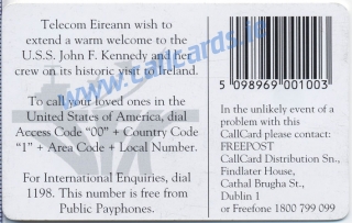 USS John F Kennedy Callcard (back) USS John F Kennedy Callcard (back)