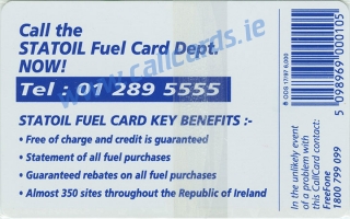 Statoil Callcard (back) Statoil Callcard (back)