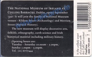 National Museum of Ireland Callcard (back) National Museum of Ireland Callcard (back)