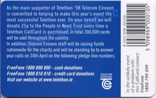 Telethon People in Need 1998 Callcard (back) Telethon People in Need 1998 Callcard (back)