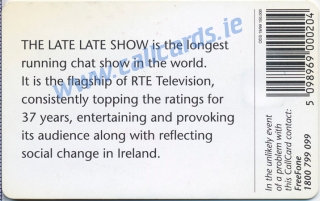 The Late Late Show Callcard (back) The Late Late Show Callcard (back)