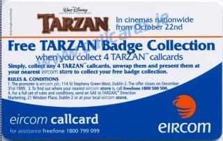 Disney's Tarzan Swinging Limited Edition Callcard (back) Disney's Tarzan Swinging Limited Edition Callcard (back)