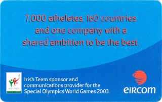 Special Olympics World Games 2003 €4 Euro Callcard (back) Special Olympics World Games 2003 €4 Euro Callcard (back)